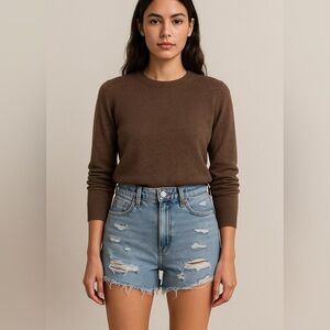 SHEIN High Waisted Distressed Denim Shorts XS – Light Wash Cutoff Jean Shorts